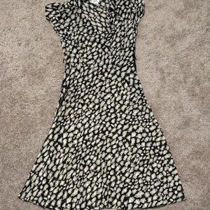 J.B.S. Elegant Black and Cream Patterned Midi Dress